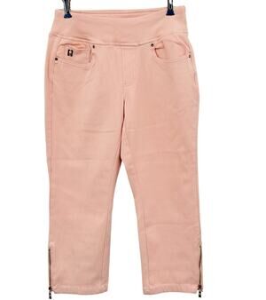 Belle by Kim Gravel Pink Denim Pull On Stretch Jean Capris Ankle Zip Womens 4P